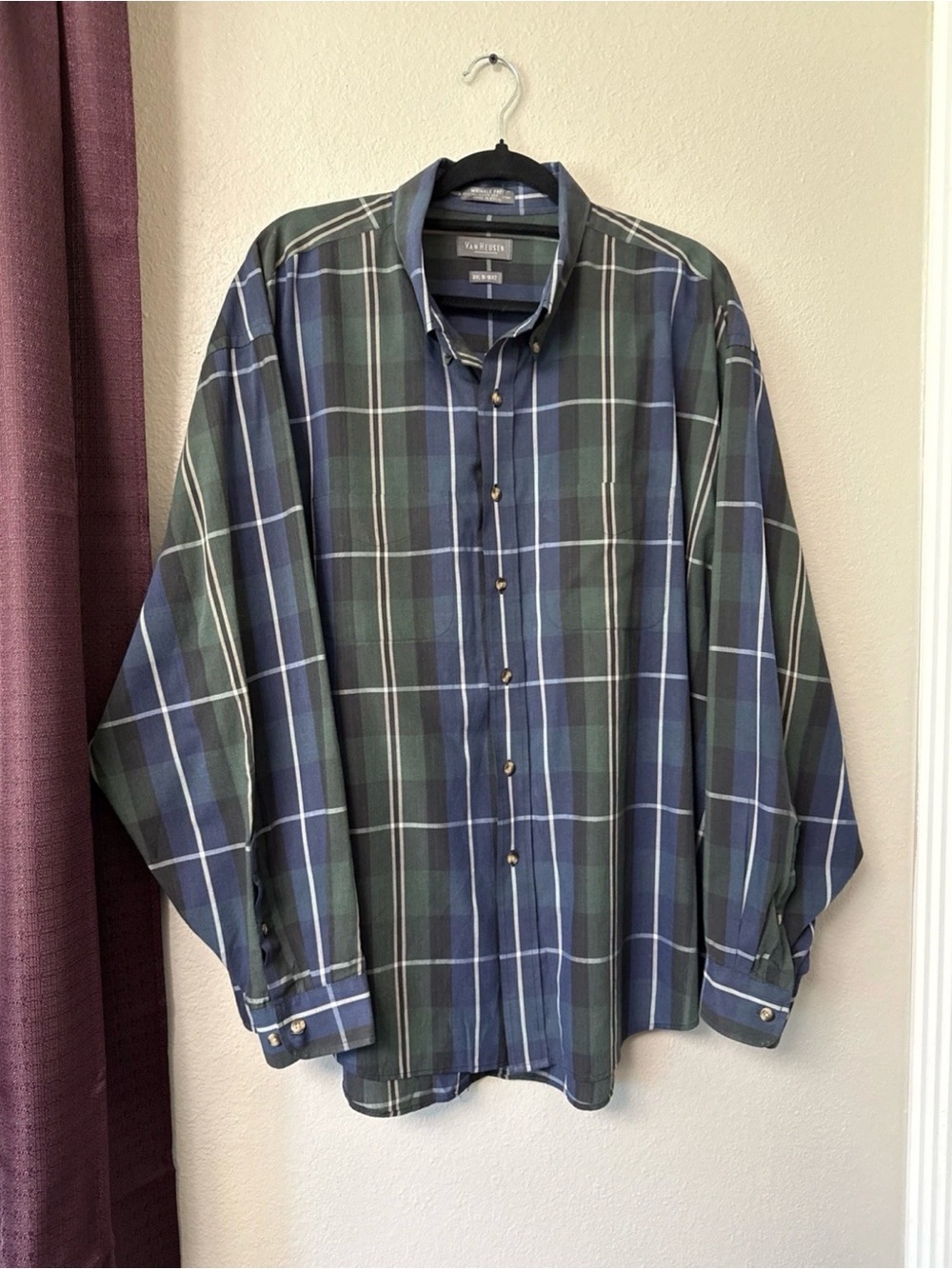 RB8 Van Heusen Men’s Plaid Button Up Long Sleeve Shirt Size XXL
